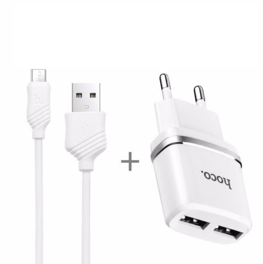 СЗУ HOCO C12 Smart (2USB/2.4A) + USB - MicroUSB (10pc) (белый)