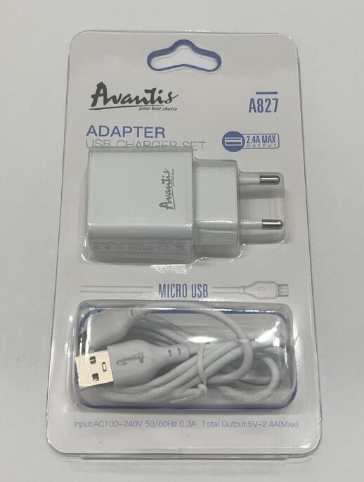 Мережевий Зарядний Пристрій Avantis A827 1USB Micro Білий
