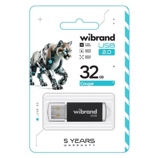 USB флеш 32Gb Wibrand Cougar Black 2.0
