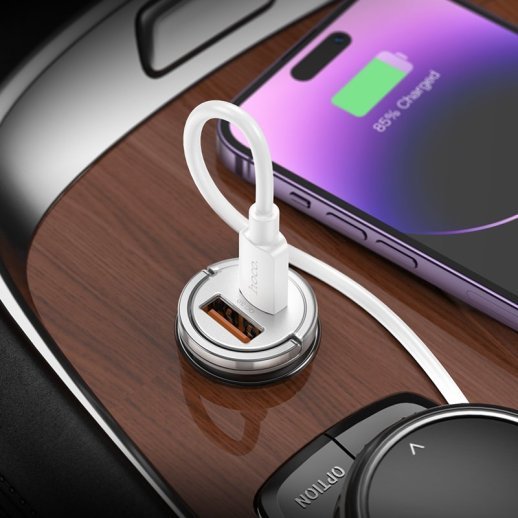 Автомобільний зарядний пристрій HOCO NZ10 45W Type-C PD + USB-A QC3.0 silver