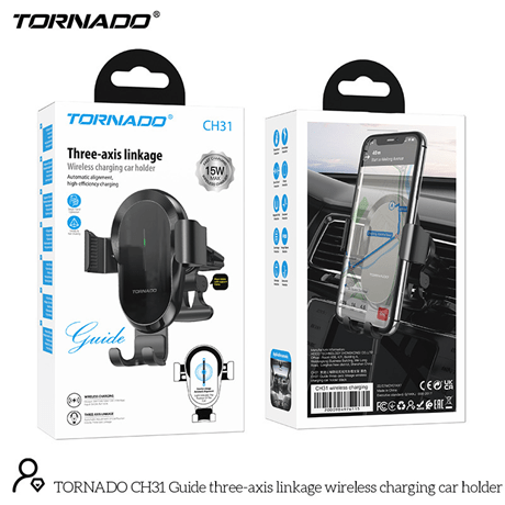 Автодержатель Tornado CH31 Wireless Charging Чорний