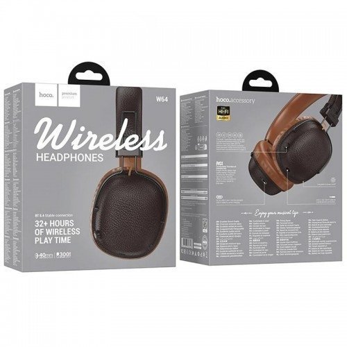 Бездротові повнорозмірні навушники HOCO W64, КОРИЧНЕВИЙ