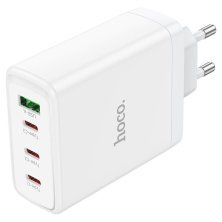Мережевий зарядний пристрій HOCO N31 PD 100W (3*TYPE-C + 1*USB QC 3.0), GaN, білий