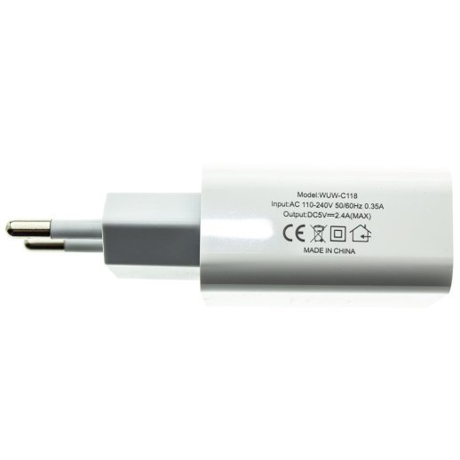 Мережевий зарядний пристрій WUW C118 2USB 2.4A (2 МЗП в упаковці) (40)