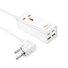 Мережевий подовжувач Hoco AC10A 65W 2*USB + 2*Type-C + Розетка 1,50 метри, білий