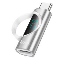 Перехідник HOCO LCD UA32A 60W OTG Type-C (папа) - Lightning (мама), сталевий