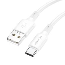 USB кабель BOROFONE BX80 3A charging data USB - Type-C 1 метр, бiлий