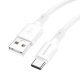 USB кабель BOROFONE BX80 3A charging data USB - Type-C 1 метр, бiлий
