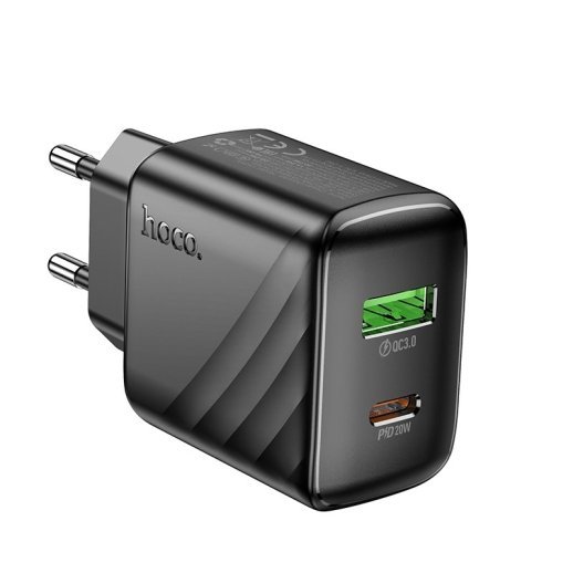 Мережевий зарядний пристрій HOCO CS25A TYPE-C PD 20W + USB QC3.0, чорний