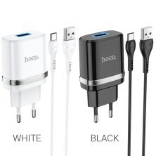 СЗУ HOCO N1 (1USB/2.4A) + USB - Type-C (12pc) (белый)