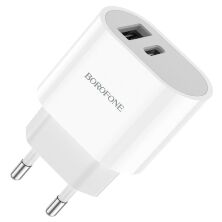 Мережевий зарядний пристрій BOROFONE BA62A Wiseacre dual port (1C1A) charger(EU)