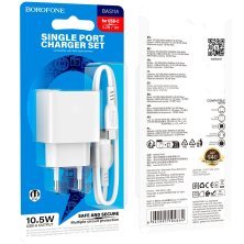Мережевий зарядний пристрій BOROFONE BAS11A USB 10.5W + кабель USB - TYPE-C, білий