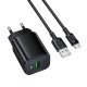 Мережевий зарядний пристрій BOROFONE BAS82A USB QC3.0 + кабель USB - TYPE-C, чорний