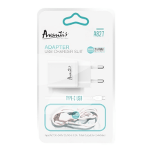 Мережевий Зарядний Пристрій Avantis A827 1USB Type-C Білий