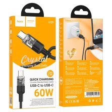 USB-C кабель HOCO U129 60W Type-C - Type-C тканина 1,20м ЧОРНИЙ