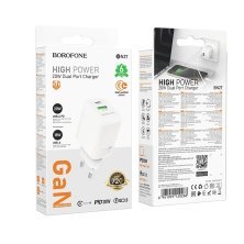 Мережевий зарядний пристрій BOROFONE BN27 TYPE-C PD 20W / USB QC3.0, білий