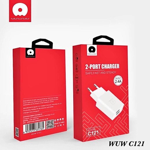 Мережевий зарядний пристрій WUW C121 2 USB PORTS 2.4A