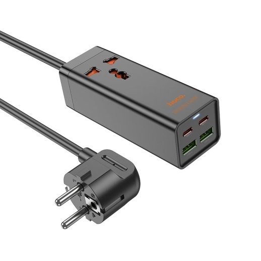 Мережевий подовжувач Hoco AC10A 65W 2*USB + 2*Type-C + Розетка 1,50 метри, чорний