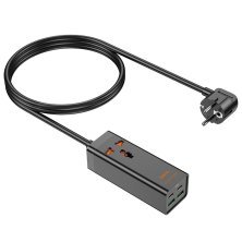 Мережевий подовжувач Hoco AC10A 65W 2*USB + 2*Type-C + Розетка 1,50 метри, чорний