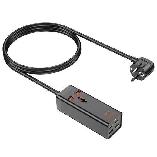 Мережевий подовжувач Hoco AC10A 65W 2*USB + 2*Type-C + Розетка 1,50 метри, чорний