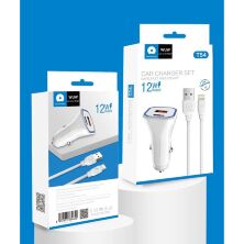 Автомобільний зарядний пристрій WUW T54 USB + TYPE-C 2.4A + кабель USB Lightning (20)