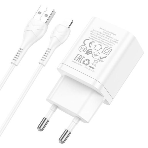 СЗУ HOCO N25 (2USB/2,1A) + USB - Lightning (белый)