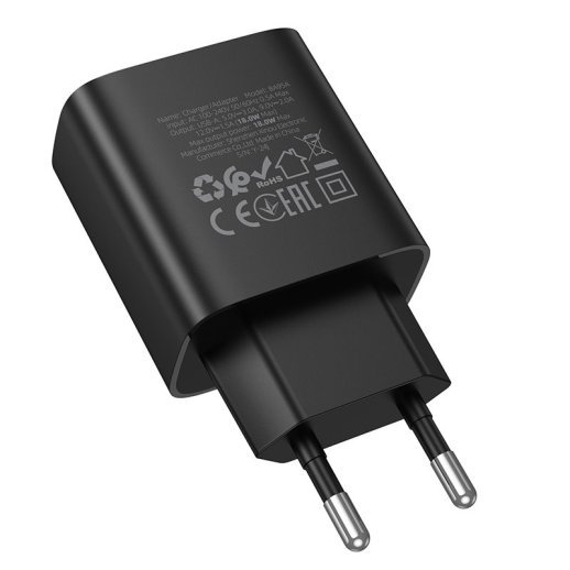 Мережевий зарядний пристрій BOROFONE BA95A USB QC3.0, чорний