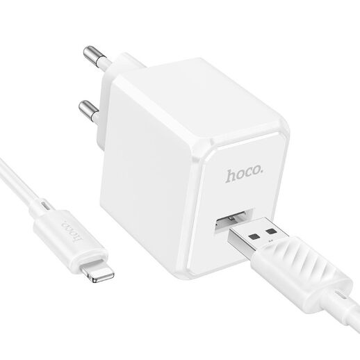 СЗУ HOCO CS11A (1USB) + USB - Lightning (28pc) (белый)