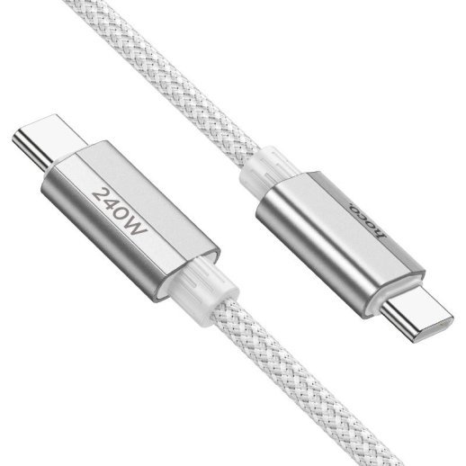 USB-C кабель HOCO U134 240W Type-C - Type-C 1.80м, СІРИЙ
