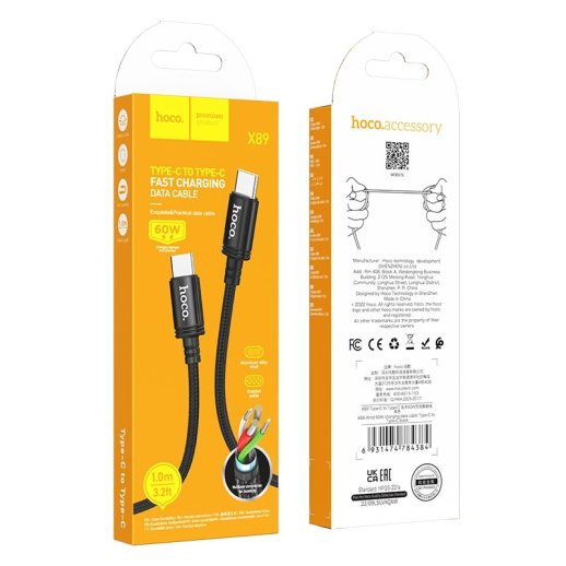 USB-C кабель HOCO X89 Type-C - Type-C 1метр, чорний