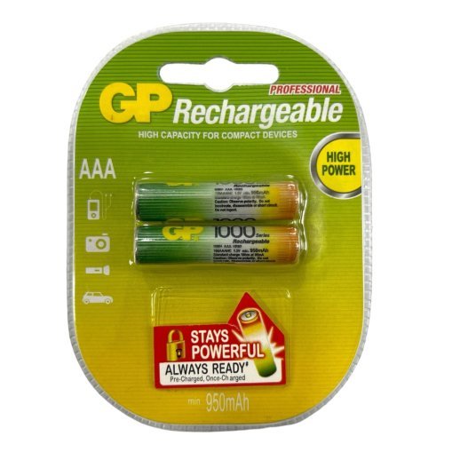 Акумулятор AAA GP 1000 HR03 950mAh RECHARGEABLE БЛИСТЕР 2 ШТ.