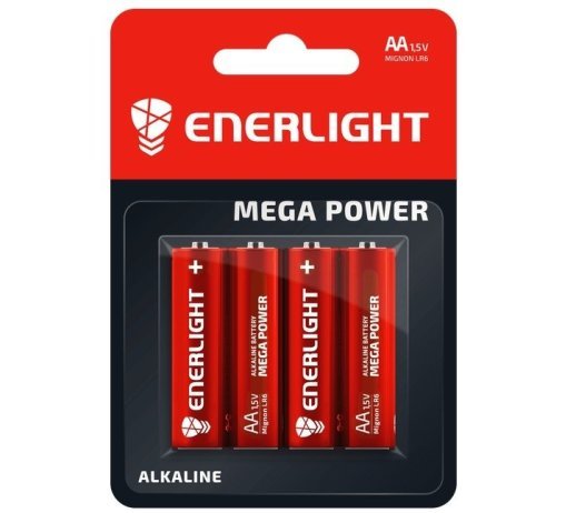 Батарейка AA лужна Enerlight Mega Power LR6 1.5V, 4 штуки RED БЛИСТЕР