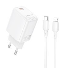 Мережевий зарядний пристрій BOROFONE BN28 PD 30W + кабель TYPE-C - LIGHTNING, білий