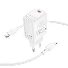 Мережевий зарядний пристрій BOROFONE BN28 PD 30W + кабель TYPE-C - LIGHTNING, білий