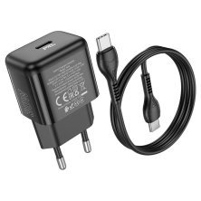 Мережевий зарядний пристрій HOCO N32 TYPE-C PD 30W + Кабель Type-C - Type-C чорний