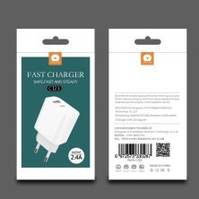 Мережевий зарядний пристрій WUW C123 1USB-C + 1USB-A 2,4A БІЛИЙ (60)