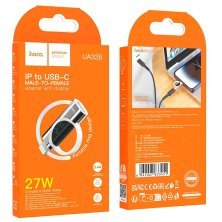 Перехідник HOCO LCD UA32B 27W Lightning (папа) - Type-C (мама), сталевий