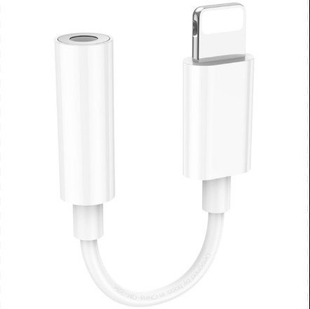 Аудіоадаптер HOCO LS34 Lightning (штекер) на 3,5 мм (гніздо), 8см, БIЛИЙ