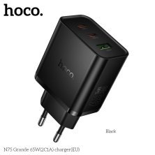 Мережевий зарядний пристрій HOCO N75 Grande 65W Type-C*2 / USB 3.0, чорний