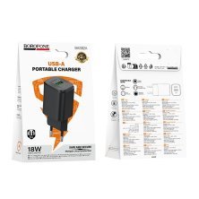 Мережевий зарядний пристрій Borofone BAS82A USB QC3.0, чорний
