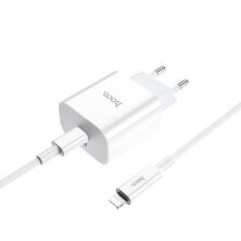 Мережевий зарядний пристрій HOCO C76A Plus TYPE-C PD 20W + USB TYPE-C - LIGHTNING