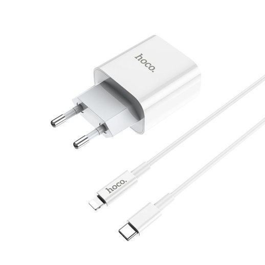 Мережевий зарядний пристрій HOCO C76A Plus TYPE-C PD 20W + USB TYPE-C - LIGHTNING
