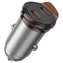 Автомобільний зарядний пристрій HOCO NZ16B 45W 2*Type-C, сірий