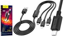 USB кабель HOCO X74 3в1: Lightning/Micro/Type-C, чорний