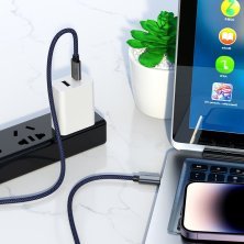 USB-C кабель HOCO U134 240W Type-C - Type-C 1.80м, ТЕМНО-СИНІЙ