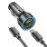 Автомобільний зарядний пристрій HOCO NZ12A 43W TYPE-C PD 25W + USB QC 3.0 18W з кабелем TYPE-C - TYPE-C, ЧОРНИЙ