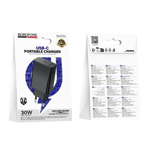 Мережевий зарядний пристрій BOROFONE BAS75A PD 30W USB-C, чорний