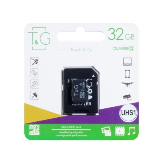 Карта пам'яті T&G MicroSDHC (UHS-1) 32gb 10 Class & Adapter 