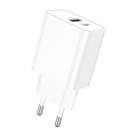 Мережевий зарядний пристрій BOROFONE BA88A TYPE-C PD 20W + USB QC3.0, білий