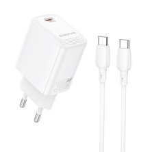 Мережевий зарядний пристрій BOROFONE BN28 PD 30W + кабель TYPE-C - TYPE-C, білий